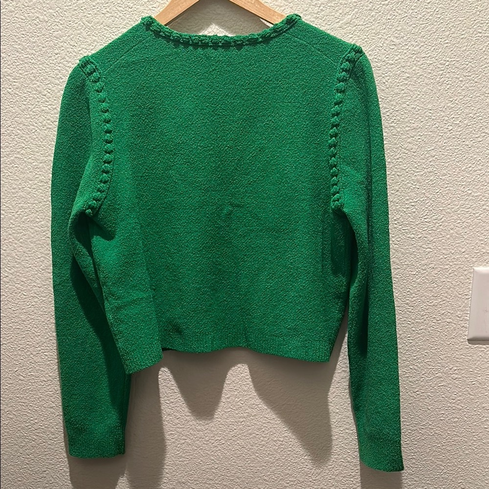 J. Crew Green Cropped Knit Cardigan with Gold Buttons - Picture 3 of 10